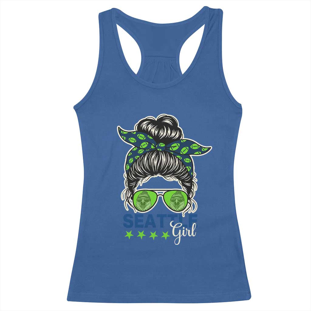 Seattle Girl Football Racerback Tank Top Messy Bun Game Day Sports Fan TS12 Royal Blue Print Your Wear