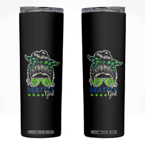 Seattle Girl Football Skinny Tumbler Messy Bun Game Day Sports Fan