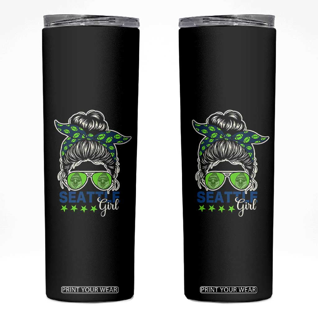 Seattle Girl Football Skinny Tumbler Messy Bun Game Day Sports Fan TS12 Black Print Your Wear