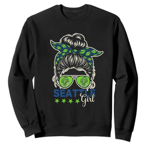 Seattle Girl Football Sweatshirt Messy Bun Game Day Sports Fan