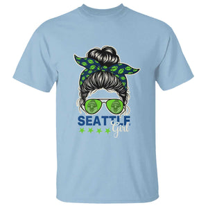 Seattle Girl Football T Shirt Messy Bun Game Day Sports Fan