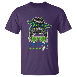 Seattle Girl Football T Shirt Messy Bun Game Day Sports Fan