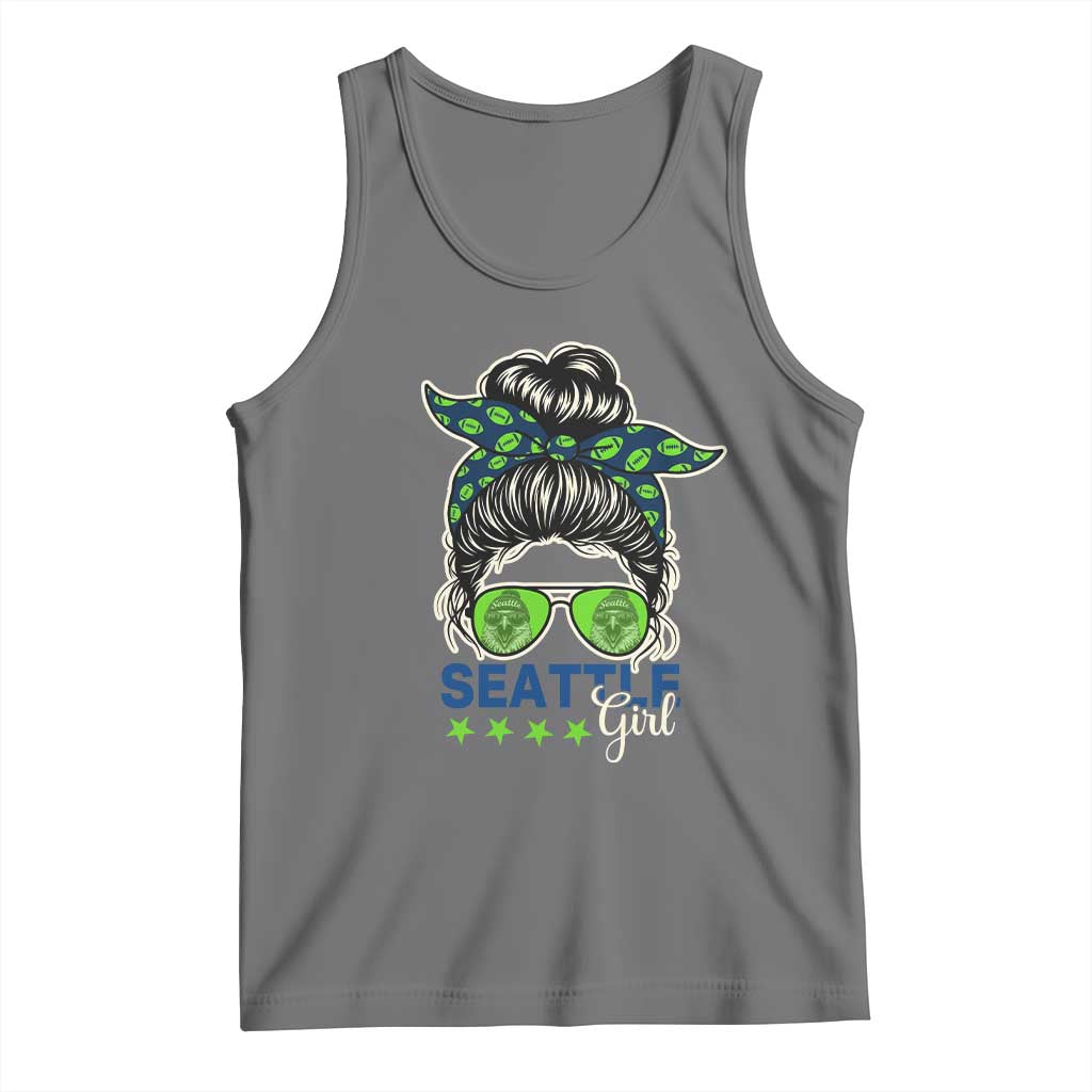 Seattle Girl Football Tank Top Messy Bun Game Day Sports Fan