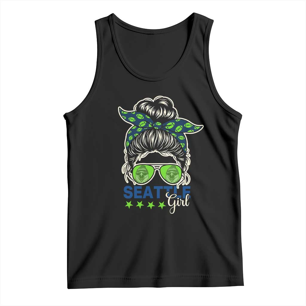 Seattle Girl Football Tank Top Messy Bun Game Day Sports Fan TS12 Black Print Your Wear