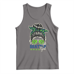 Seattle Girl Football Tank Top Messy Bun Game Day Sports Fan