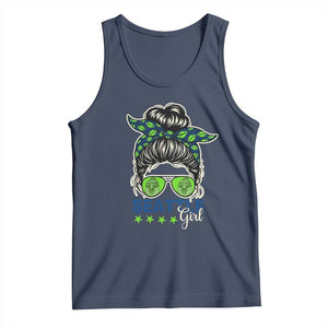 Seattle Girl Football Tank Top Messy Bun Game Day Sports Fan