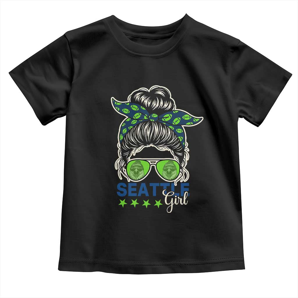 Seattle Girl Football Toddler T Shirt Messy Bun Game Day Sports Fan