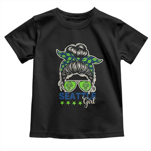 Seattle Girl Football Toddler T Shirt Messy Bun Game Day Sports Fan
