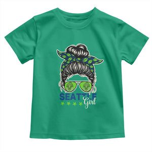 Seattle Girl Football Toddler T Shirt Messy Bun Game Day Sports Fan