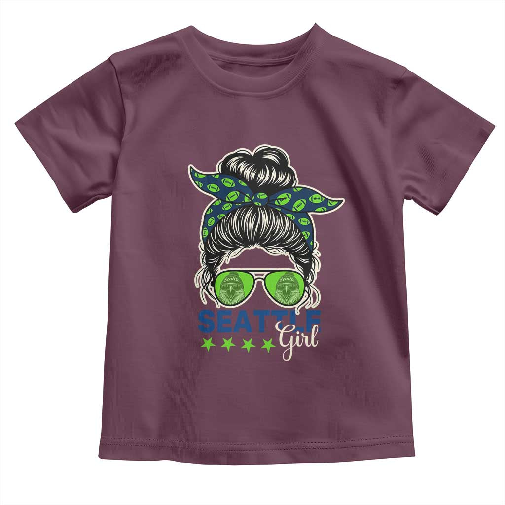 Seattle Girl Football Toddler T Shirt Messy Bun Game Day Sports Fan