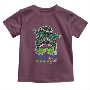 Seattle Girl Football Toddler T Shirt Messy Bun Game Day Sports Fan