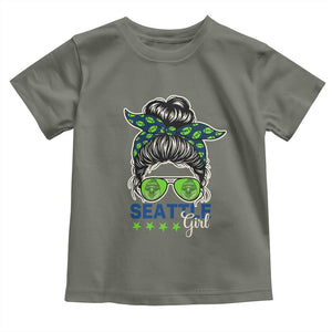 Seattle Girl Football Toddler T Shirt Messy Bun Game Day Sports Fan
