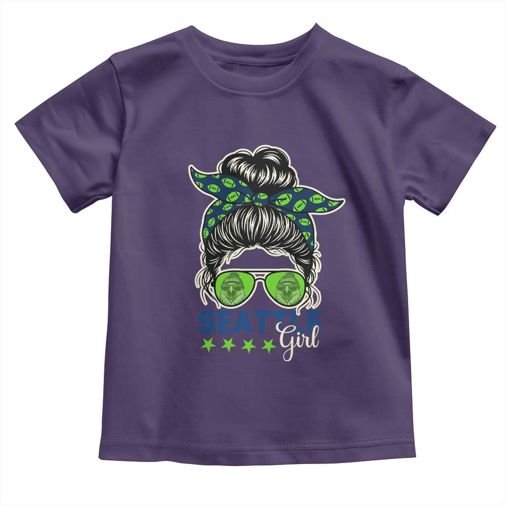 Seattle Girl Football Toddler T Shirt Messy Bun Game Day Sports Fan