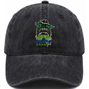 Seattle Girl Football Washed Cotton Baseball Cap Messy Bun Game Day Sports Fan