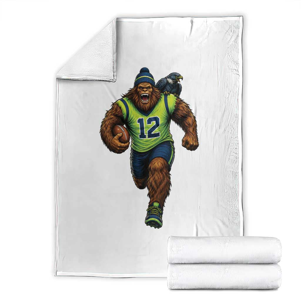 SeaSquatch Football Fan Throw Blanket Bigfoot Seattle Sports Pride Graphic TS12 White Print Your Wear