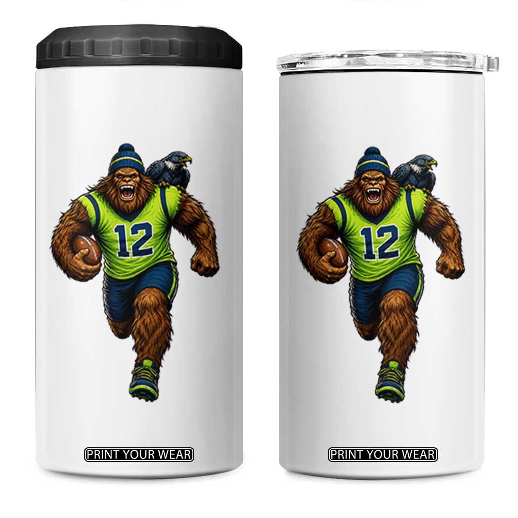 SeaSquatch Football Fan 4 in 1 Can Cooler Tumbler Bigfoot Seattle Sports Pride Graphic TS12 One Size: 16 oz White Print Your Wear
