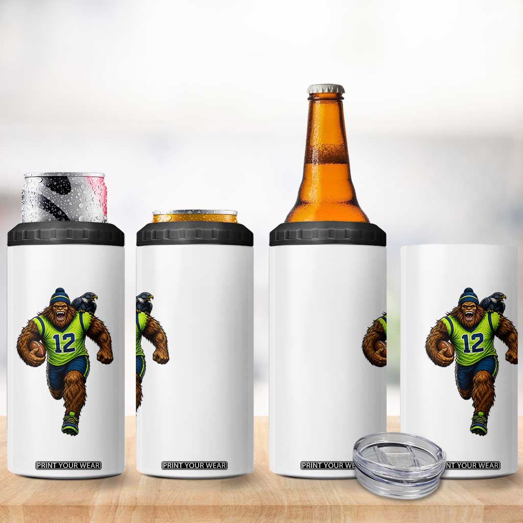 SeaSquatch Football Fan 4 in 1 Can Cooler Tumbler Bigfoot Seattle Sports Pride Graphic