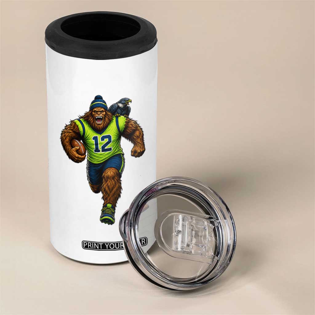 SeaSquatch Football Fan 4 in 1 Can Cooler Tumbler Bigfoot Seattle Sports Pride Graphic