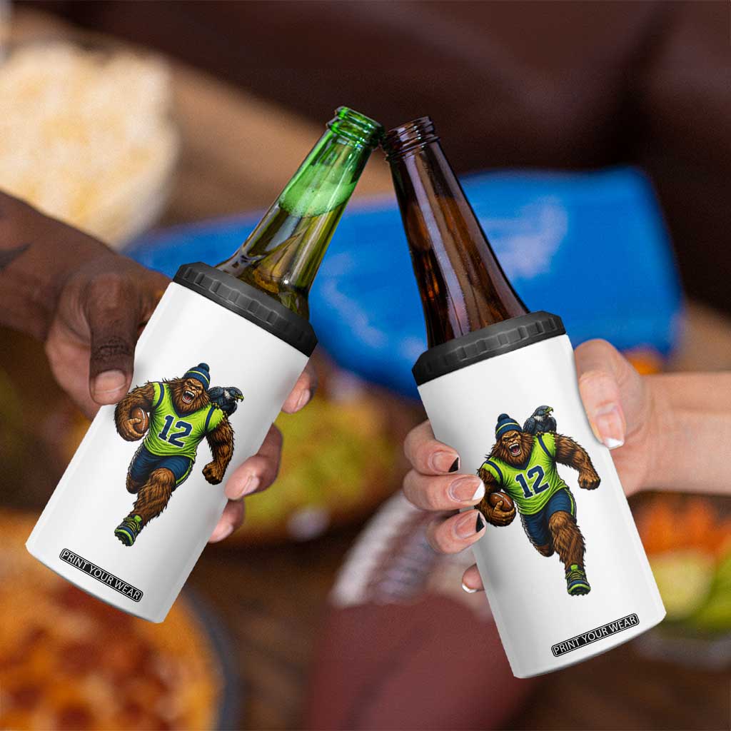 SeaSquatch Football Fan 4 in 1 Can Cooler Tumbler Bigfoot Seattle Sports Pride Graphic