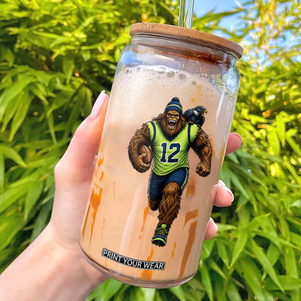 SeaSquatch Football Fan Glass Can Bigfoot Seattle Sports Pride Graphic TS12 White Print Your Wear