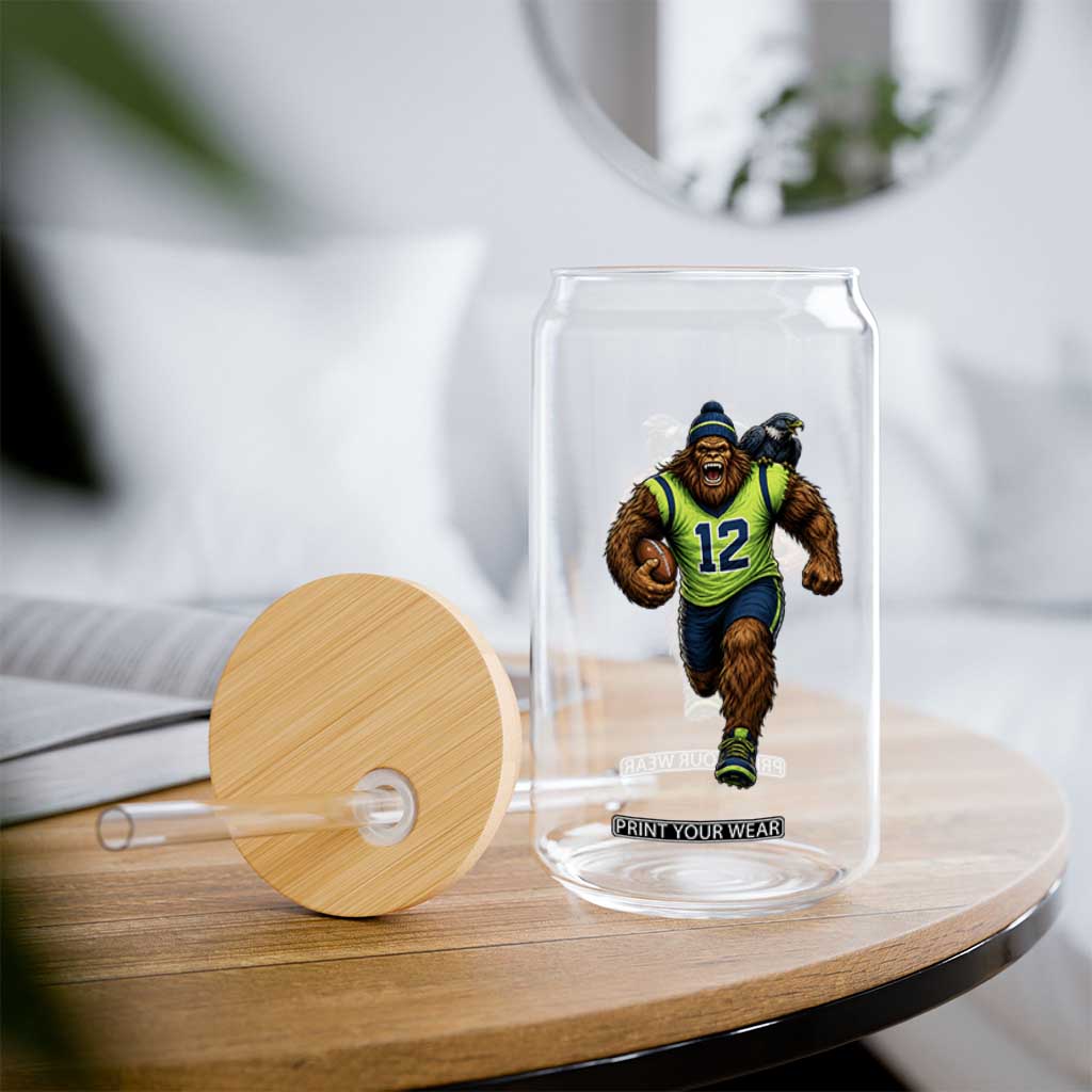 SeaSquatch Football Fan Glass Can Bigfoot Seattle Sports Pride Graphic