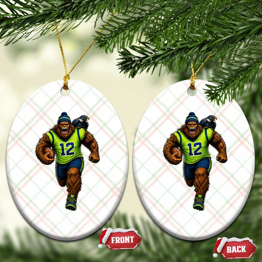 SeaSquatch Football Fan Ceramic Ornament Bigfoot Seattle Sports Pride Graphic