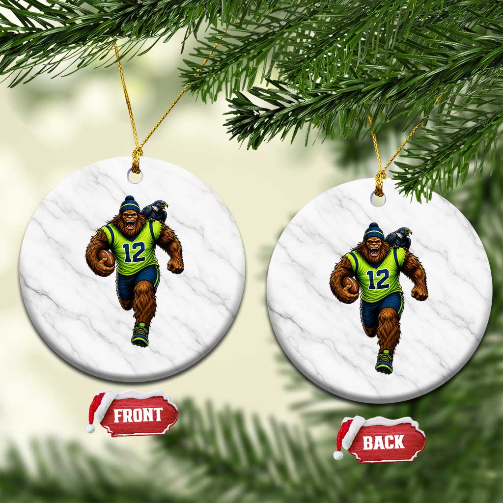SeaSquatch Football Fan Ceramic Ornament Bigfoot Seattle Sports Pride Graphic TS12 1pc White Marble Print Your Wear