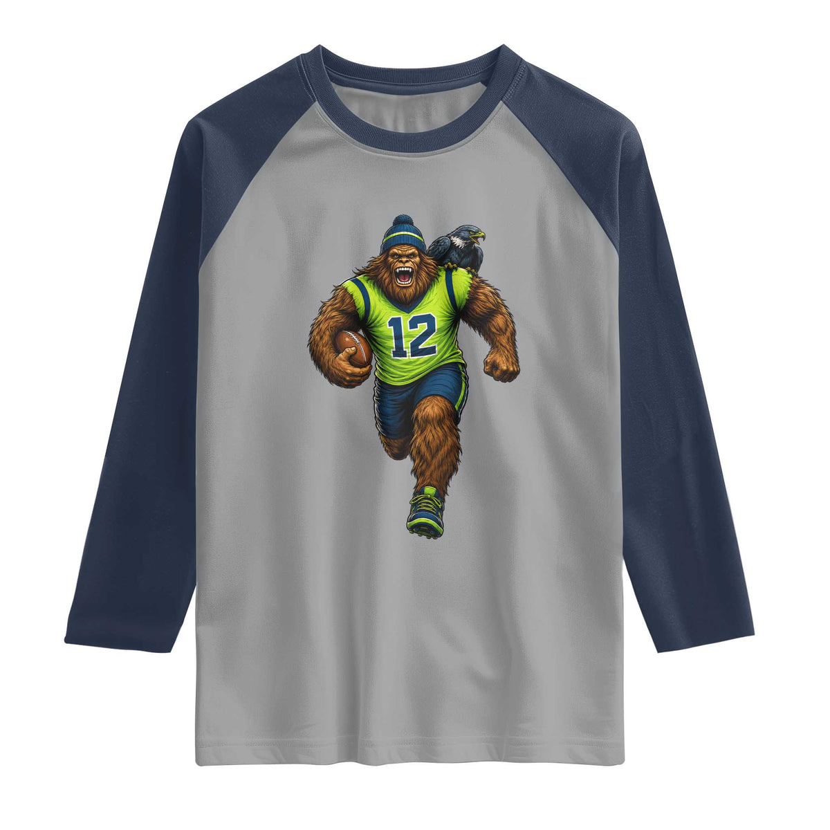 SeaSquatch Football Fan Raglan Shirt Bigfoot Seattle Sports Pride Graphic