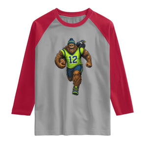 SeaSquatch Football Fan Raglan Shirt Bigfoot Seattle Sports Pride Graphic