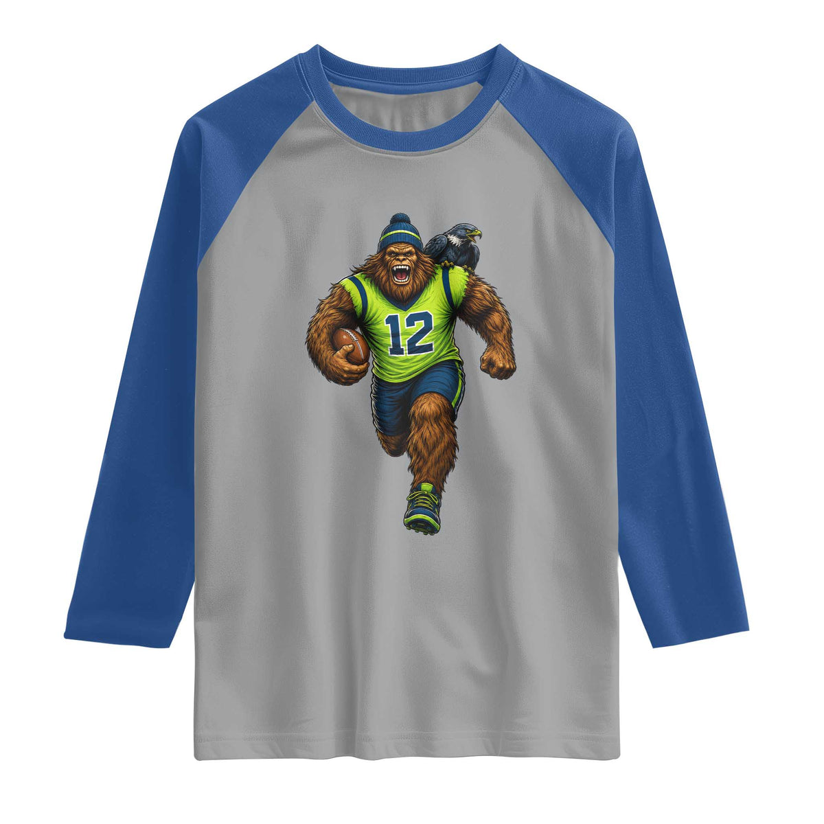SeaSquatch Football Fan Raglan Shirt Bigfoot Seattle Sports Pride Graphic