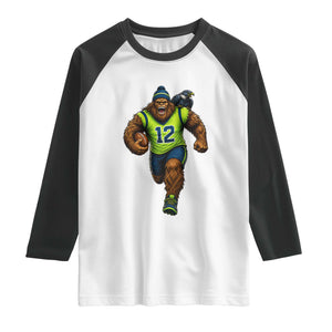 SeaSquatch Football Fan Raglan Shirt Bigfoot Seattle Sports Pride Graphic