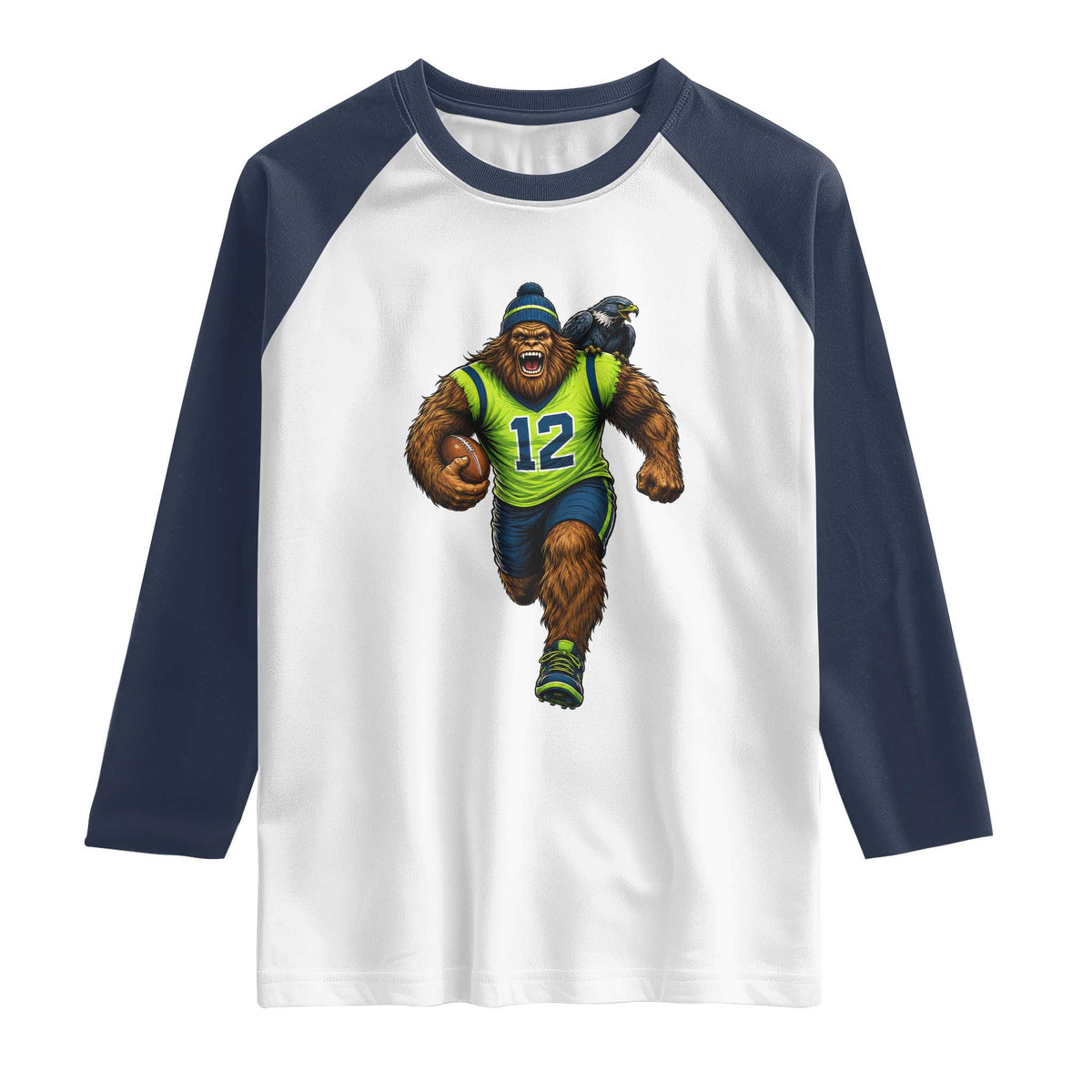 SeaSquatch Football Fan Raglan Shirt Bigfoot Seattle Sports Pride Graphic