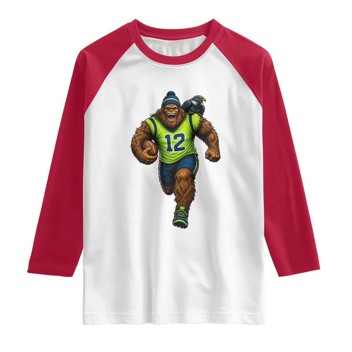 SeaSquatch Football Fan Raglan Shirt Bigfoot Seattle Sports Pride Graphic