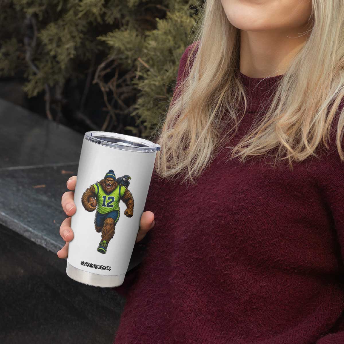 SeaSquatch Football Fan Tumbler Cup Bigfoot Seattle Sports Pride Graphic