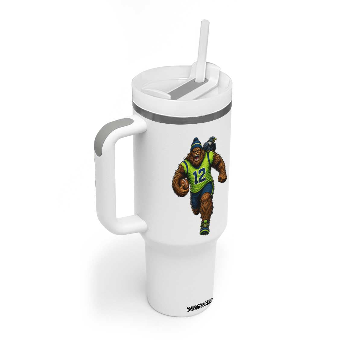 SeaSquatch Football Fan Tumbler With Handle Bigfoot Seattle Sports Pride Graphic
