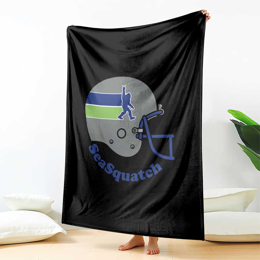 SeaSquatch Bigfoot Football Helmet Throw Blanket Seattle Sports Fan Pride