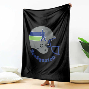 SeaSquatch Bigfoot Football Helmet Throw Blanket Seattle Sports Fan Pride