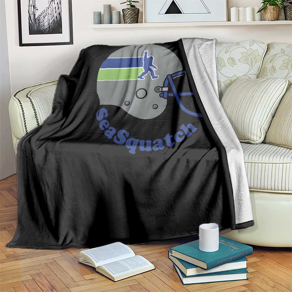 SeaSquatch Bigfoot Football Helmet Throw Blanket Seattle Sports Fan Pride