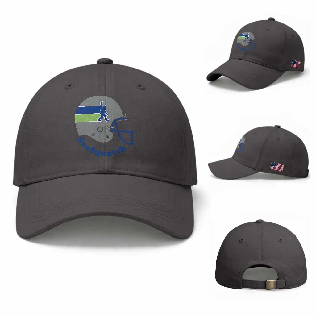 SeaSquatch Bigfoot Football Helmet Baseball Cap Seattle Sports Fan Pride