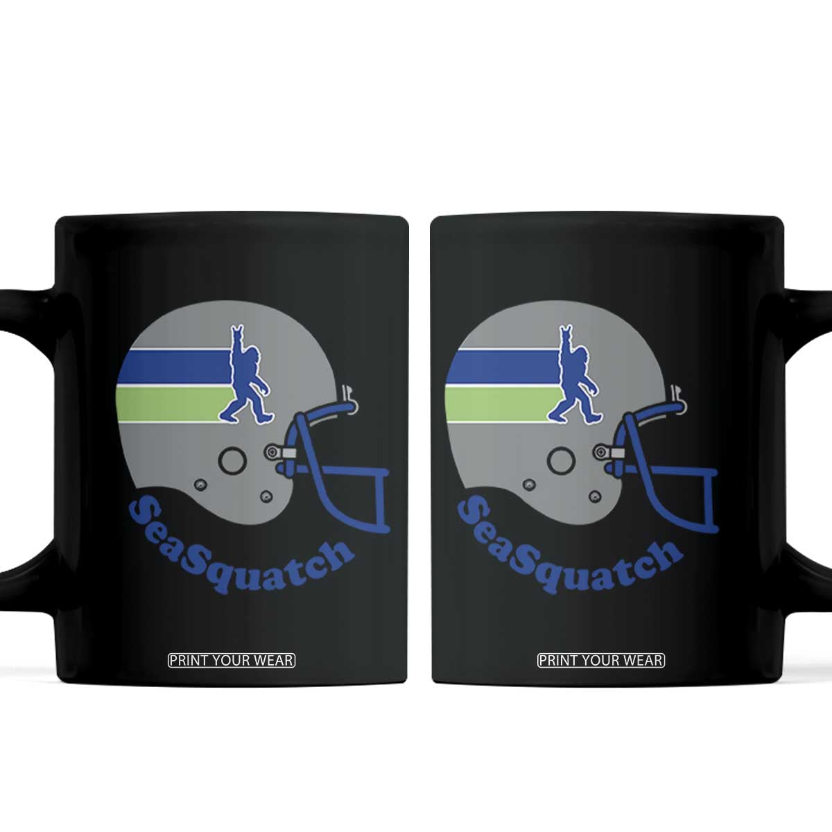 SeaSquatch Bigfoot Football Helmet Coffee Mug Seattle Sports Fan Pride TS12 Black Print Your Wear