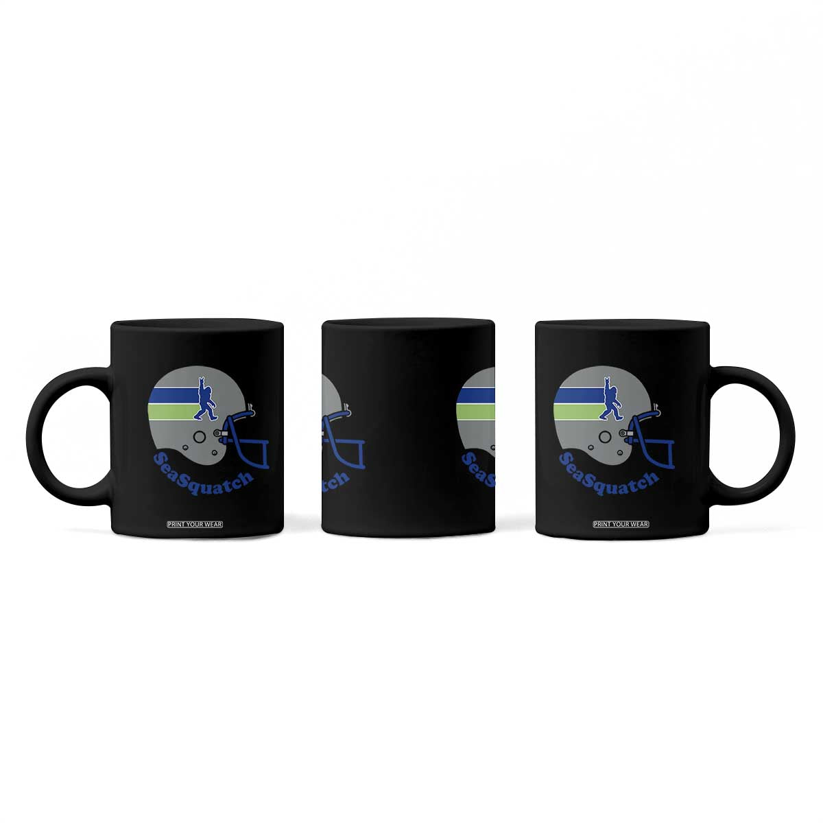 SeaSquatch Bigfoot Football Helmet Coffee Mug Seattle Sports Fan Pride
