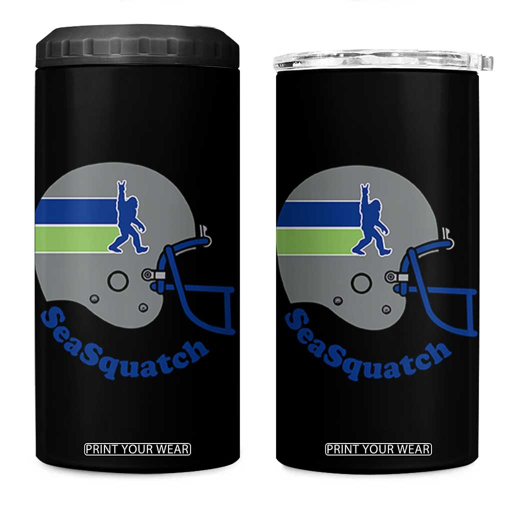 SeaSquatch Bigfoot Football Helmet 4 in 1 Can Cooler Tumbler Seattle Sports Fan Pride TS12 One Size: 16 oz Black Print Your Wear