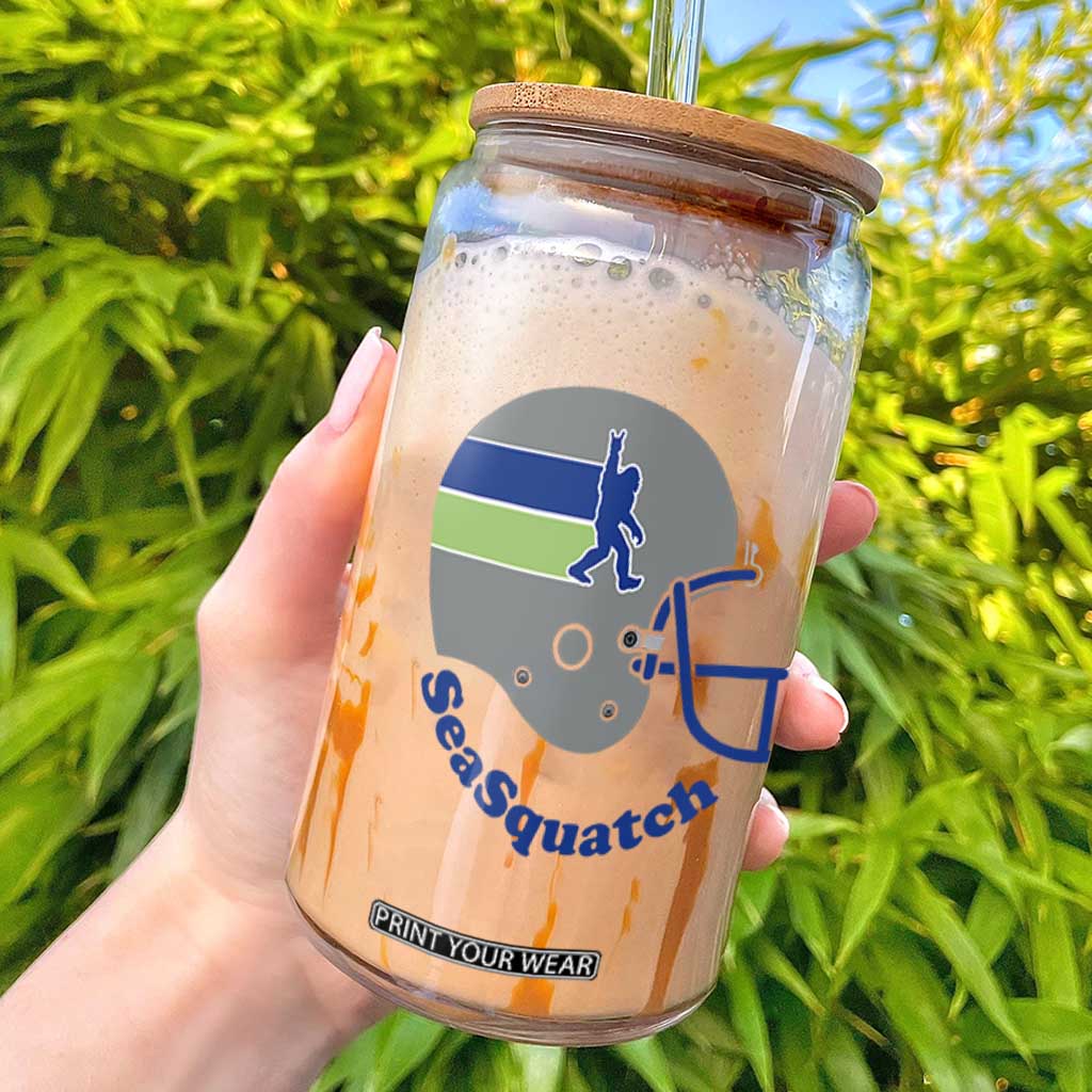 SeaSquatch Bigfoot Football Helmet Glass Can Seattle Sports Fan Pride TS12 Black Print Your Wear