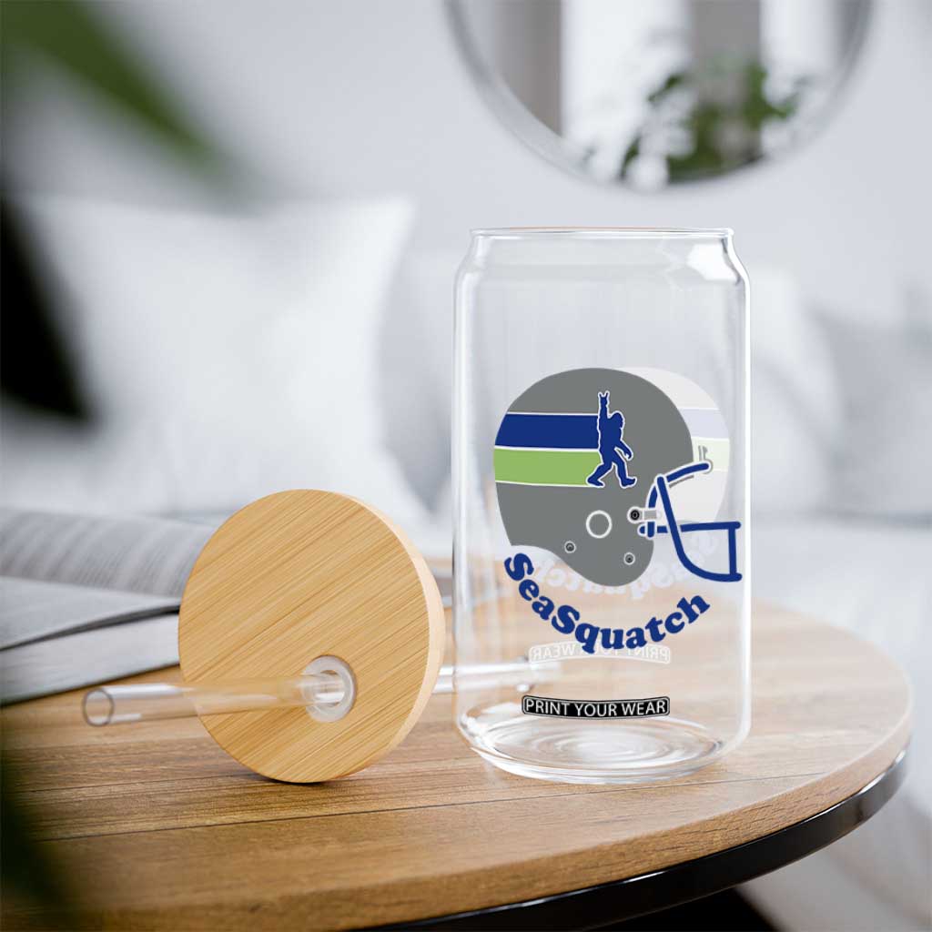 SeaSquatch Bigfoot Football Helmet Glass Can Seattle Sports Fan Pride
