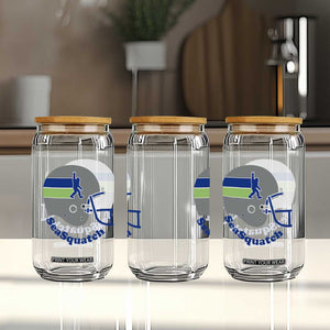 SeaSquatch Bigfoot Football Helmet Glass Can Seattle Sports Fan Pride