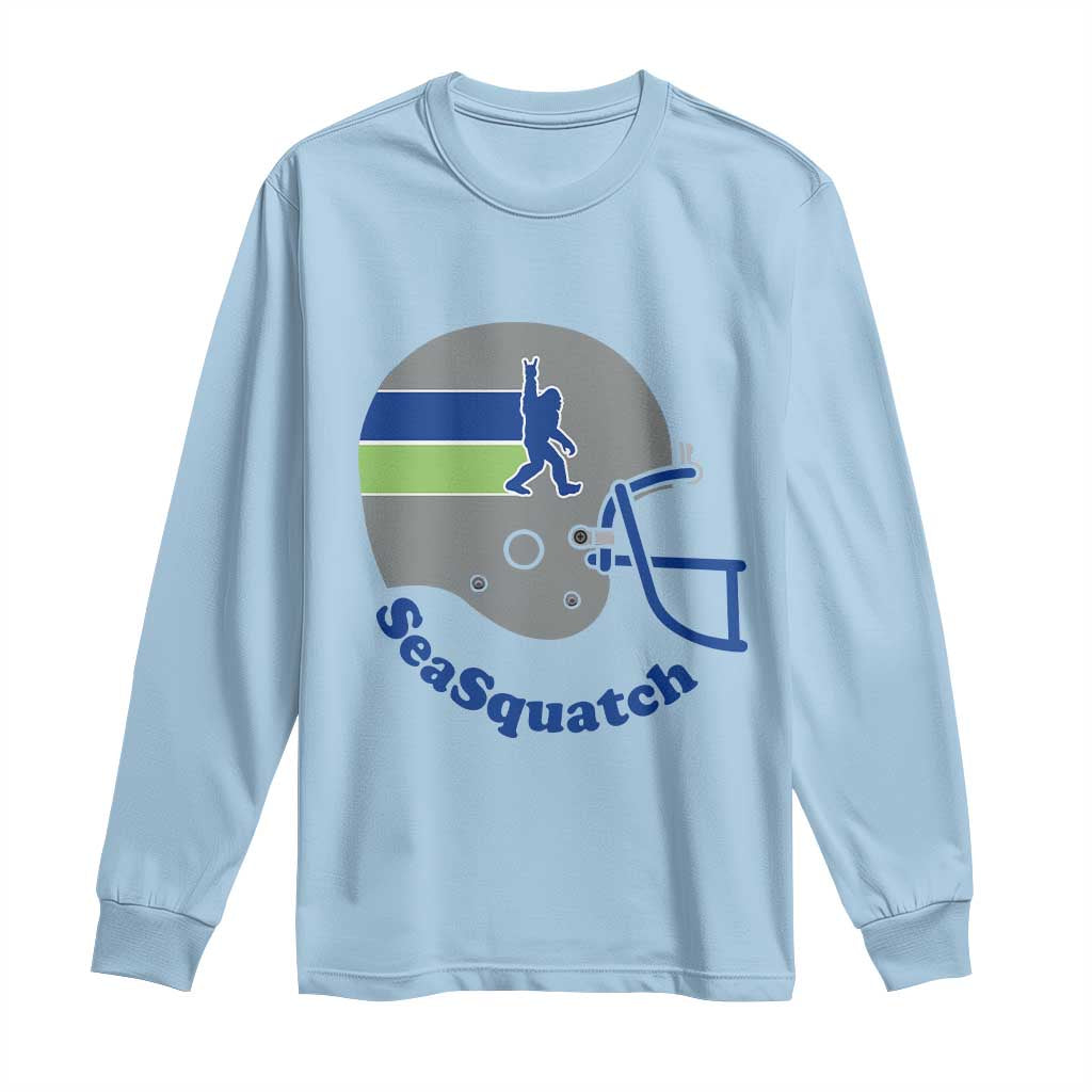 SeaSquatch Bigfoot Football Helmet Long Sleeve Shirt Seattle Sports Fan Pride TS12 Light Blue Print Your Wear