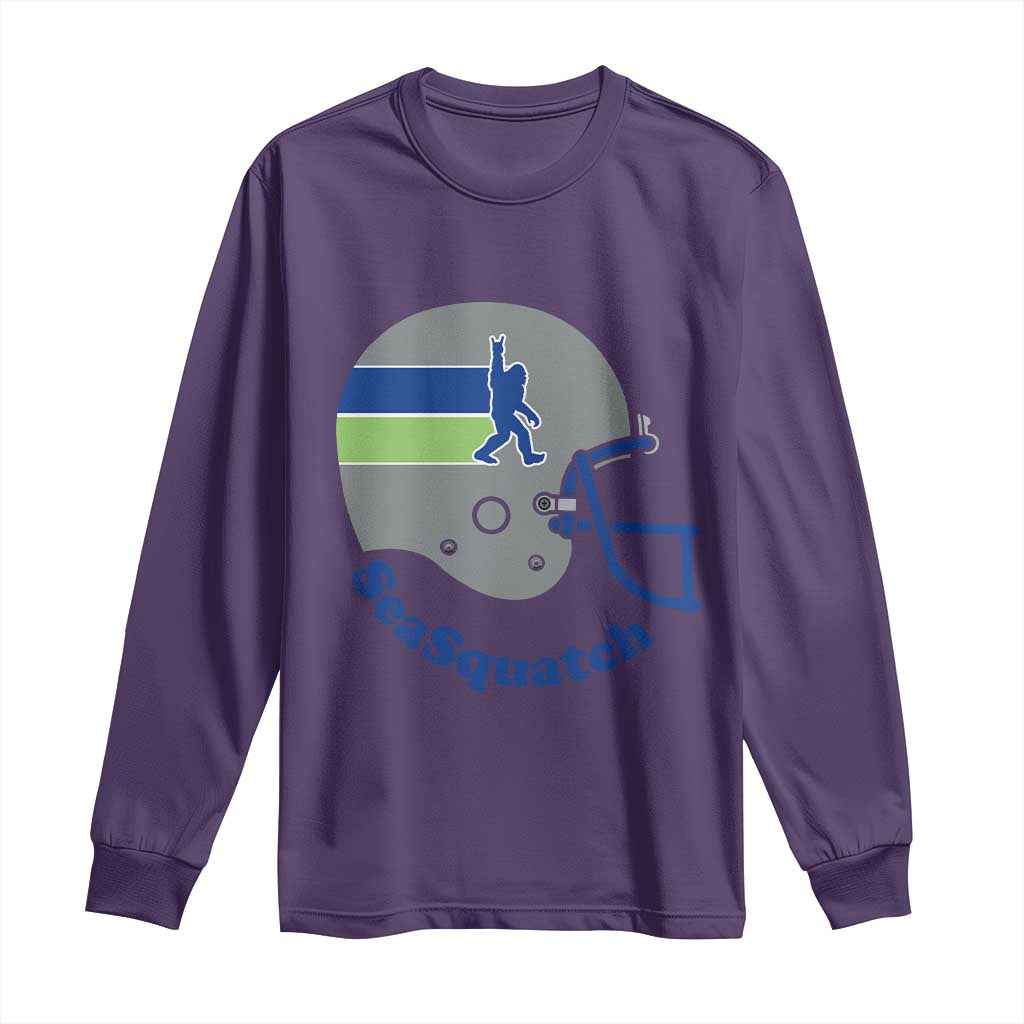 SeaSquatch Bigfoot Football Helmet Long Sleeve Shirt Seattle Sports Fan Pride