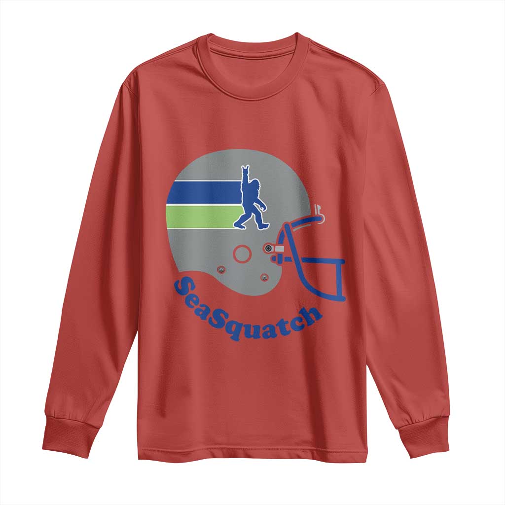 SeaSquatch Bigfoot Football Helmet Long Sleeve Shirt Seattle Sports Fan Pride