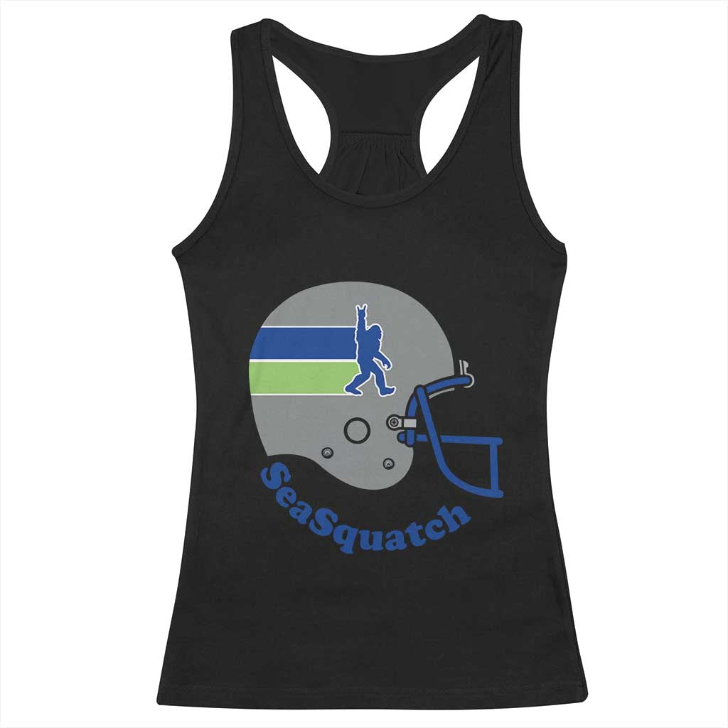 SeaSquatch Bigfoot Football Helmet Racerback Tank Top Seattle Sports Fan Pride