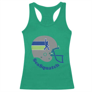SeaSquatch Bigfoot Football Helmet Racerback Tank Top Seattle Sports Fan Pride